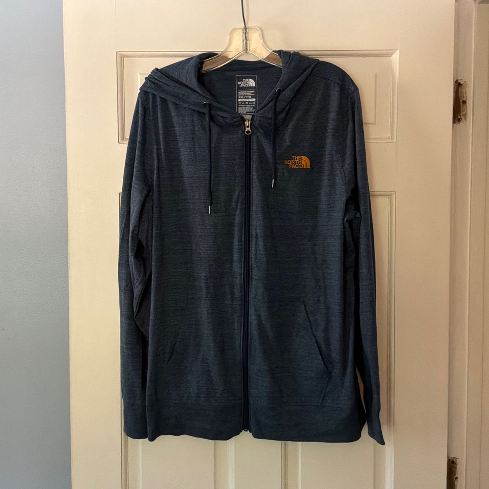 The North Face Womens Tri-Blend Full-Zip Hoodie Blue XXL 2XL Activewear Hiking